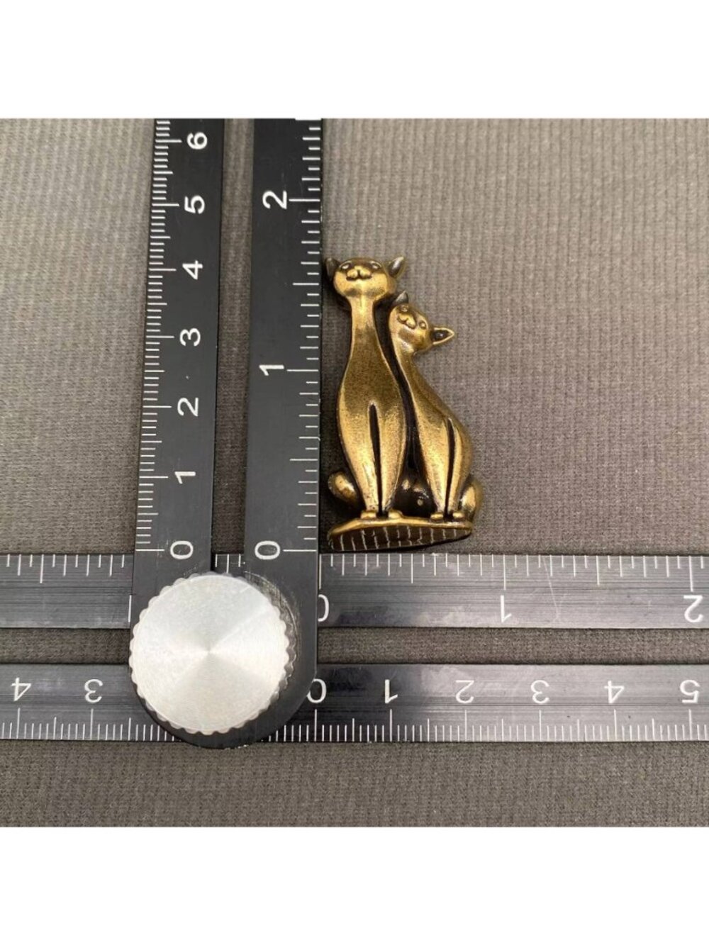 Brass Cat Couple Figurine Miniature Love Totem Altar Decor Spirit Animal - Picture 4 of 4